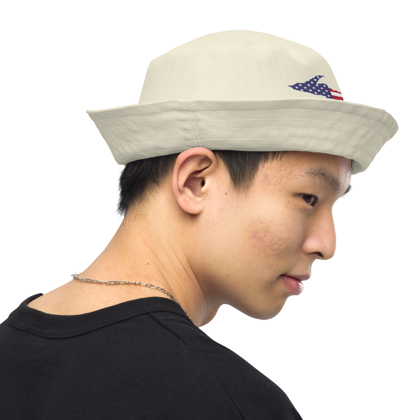 Michigan Upper Peninsula Bucket Hat (Patriot Edition) | Reversible - Ivory