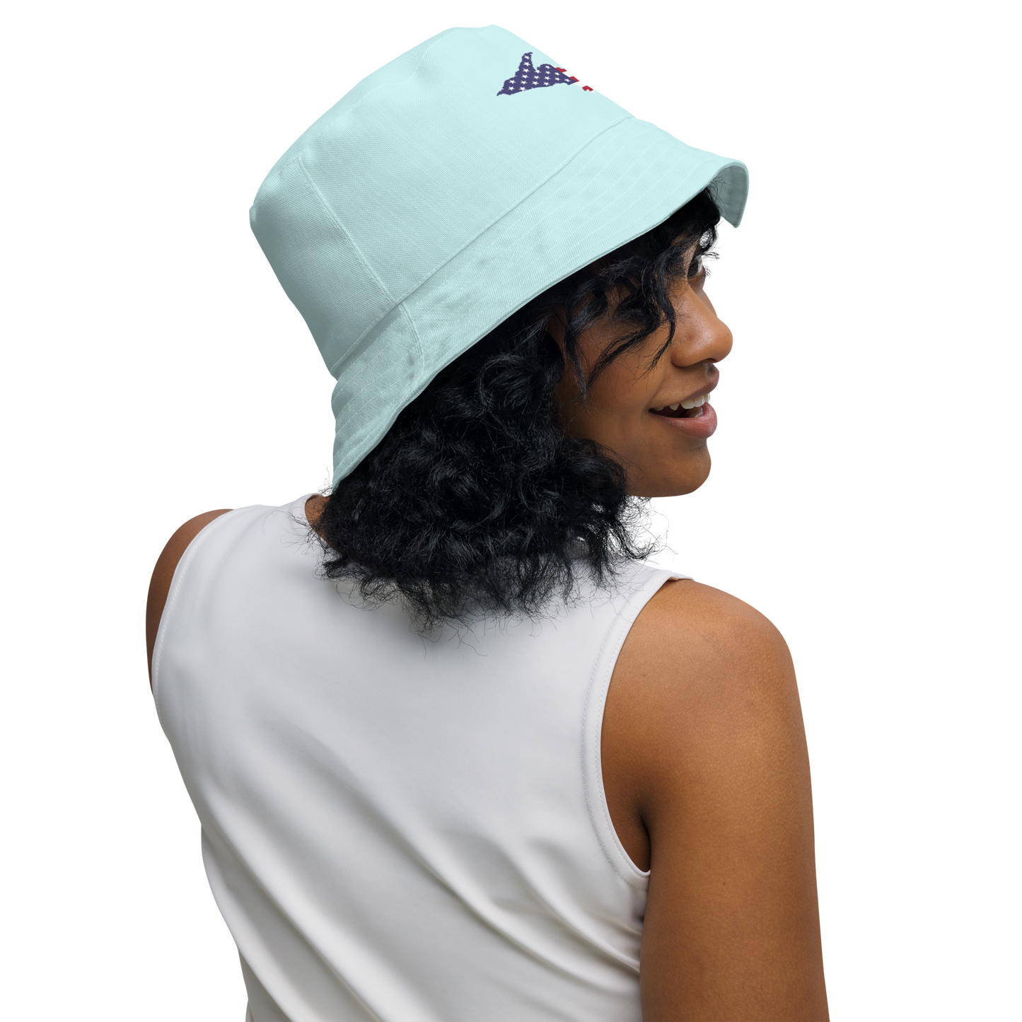 Michigan Upper Peninsula Bucket Hat (Patriot Edition) | Reversible - Cyan