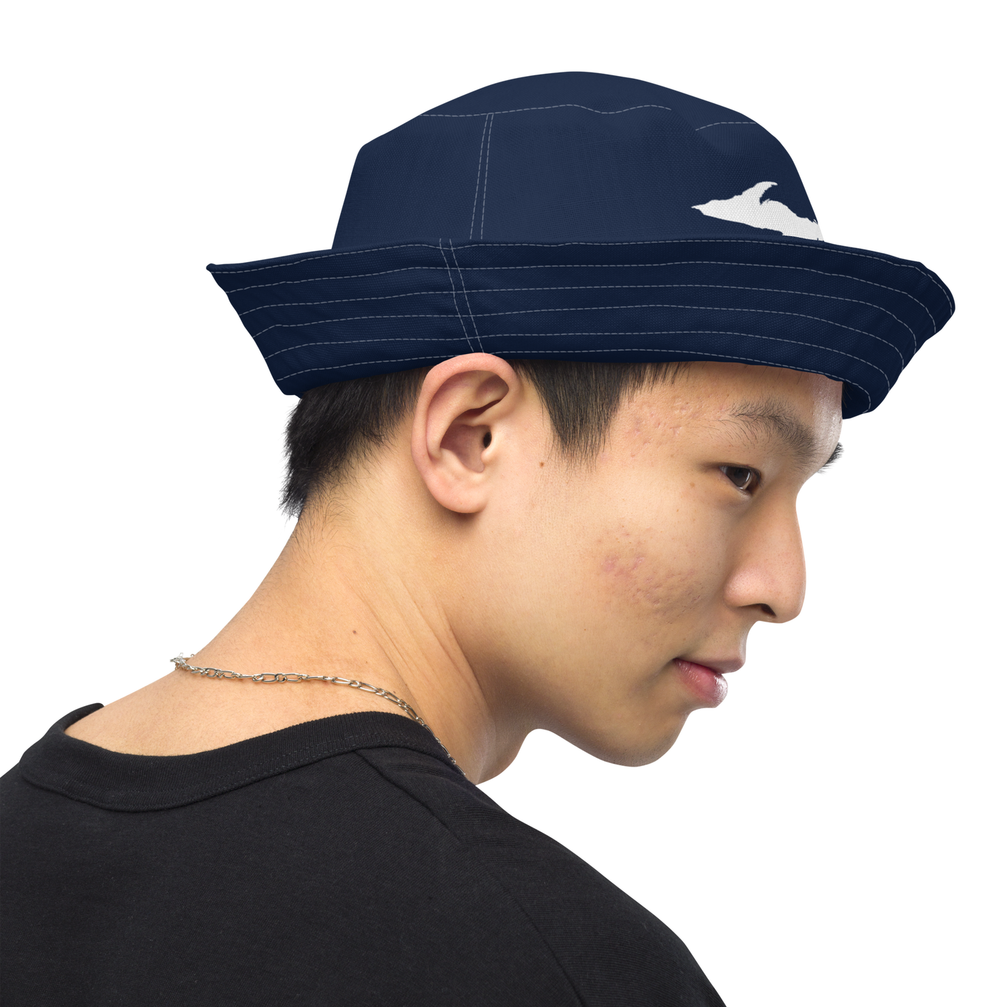 Michigan Upper Peninsula Bucket Hat (w/ UP Outline) | Reversible - Navy