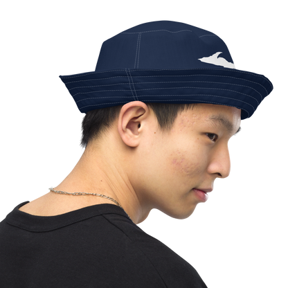 Michigan Upper Peninsula Bucket Hat (w/ UP Outline) | Reversible - Navy