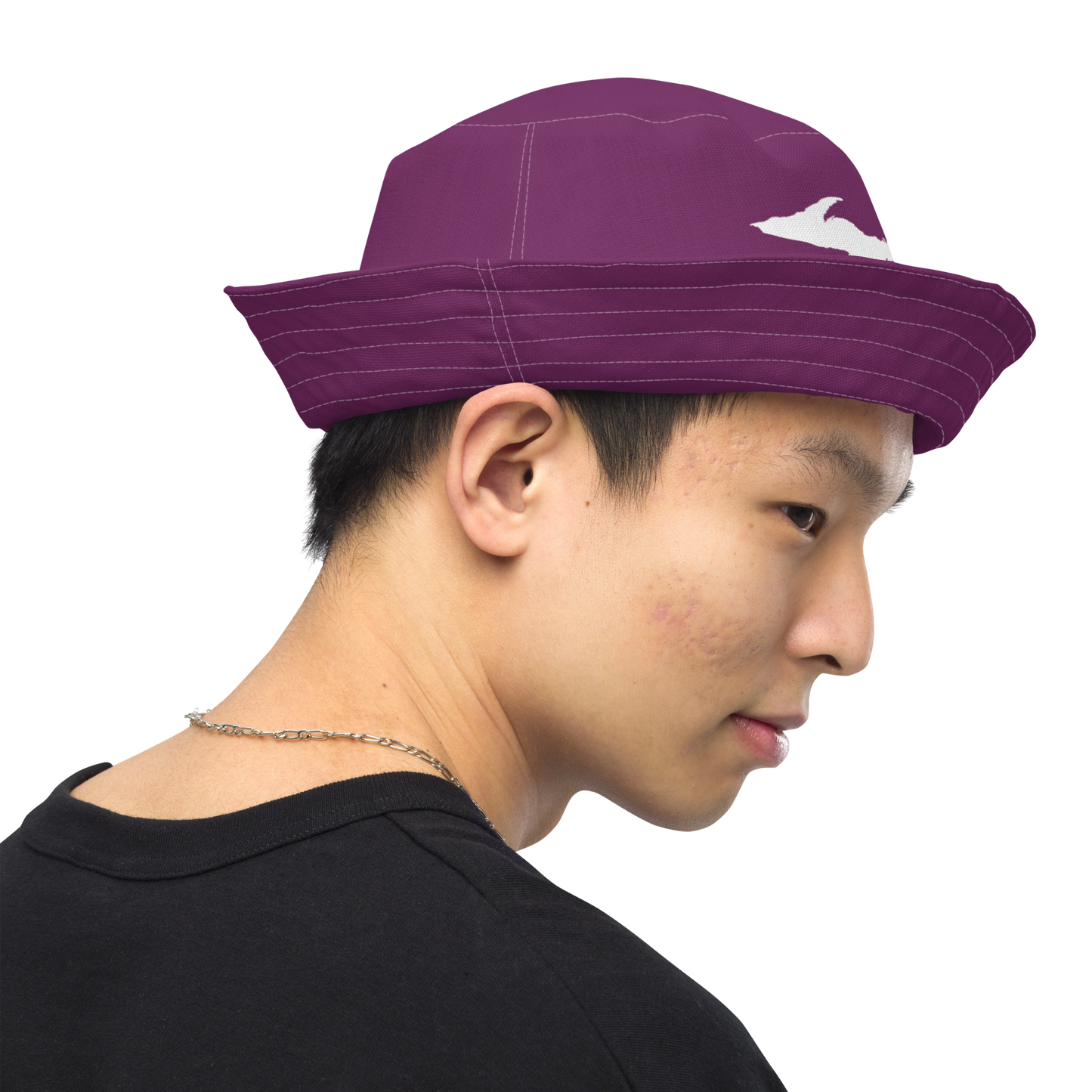 Michigan Upper Peninsula Bucket Hat (w/ UP Outline) | Reversible - Plum