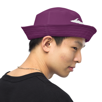 Michigan Upper Peninsula Bucket Hat (w/ UP Outline) | Reversible - Plum