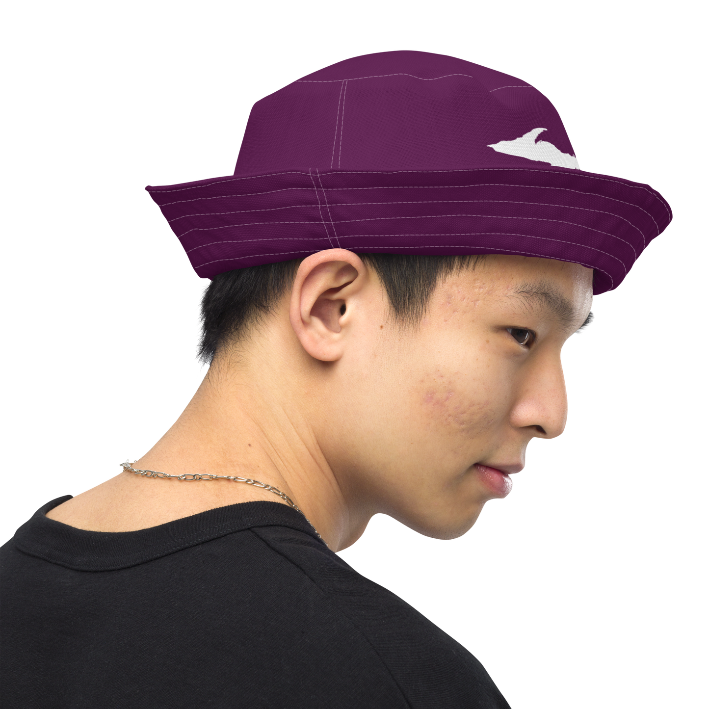 Michigan Upper Peninsula Bucket Hat (w/ UP Outline) | Reversible - Tyrian Purple