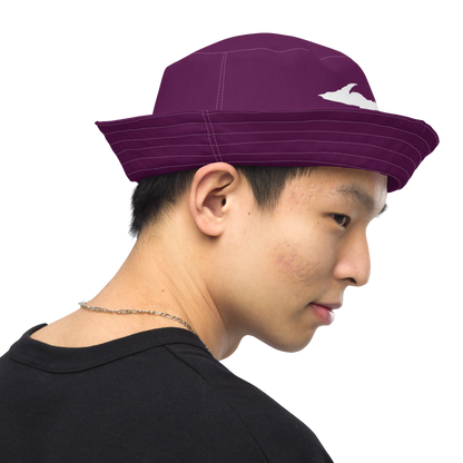 Michigan Upper Peninsula Bucket Hat (w/ UP Outline) | Reversible - Tyrian Purple