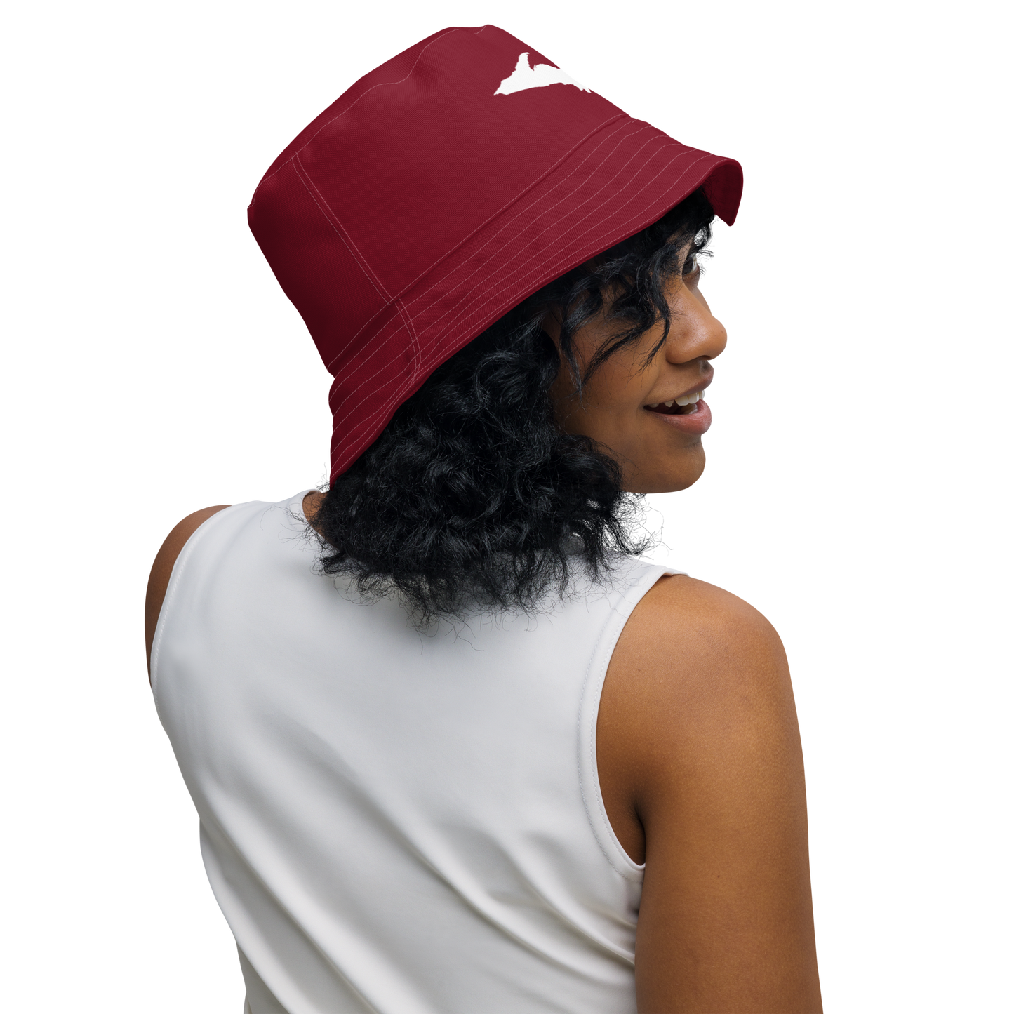 Michigan Upper Peninsula Bucket Hat (w/ UP Outline) | Reversible - Burgandy