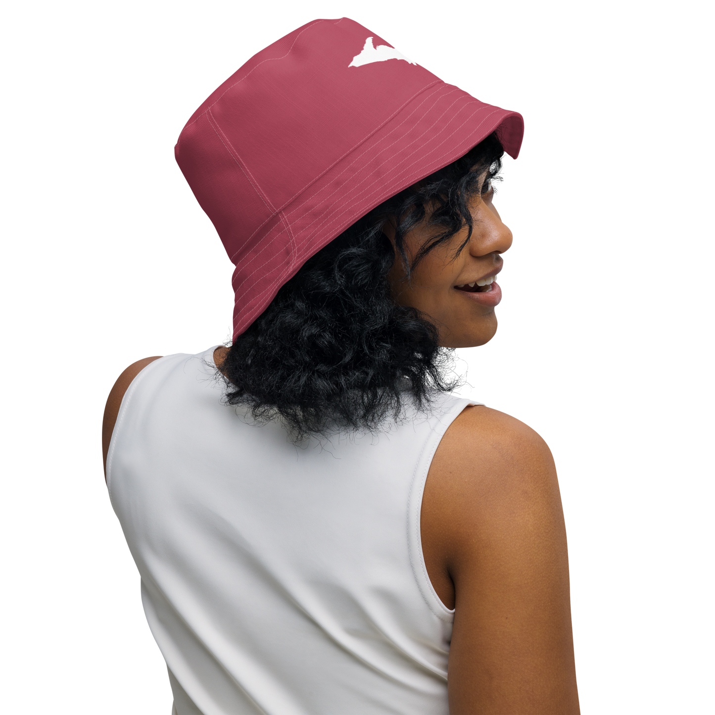 Michigan Upper Peninsula Bucket Hat (w/ UP Outline) | Reversible - Popstar Pink