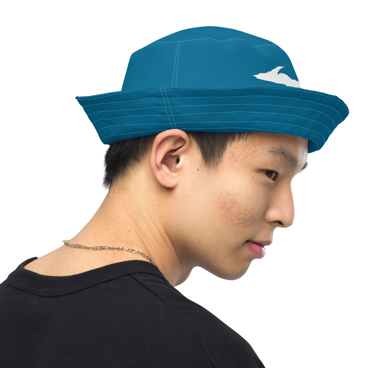 Michigan Upper Peninsula Bucket Hat (w/ UP Outline) | Reversible - Cerulean