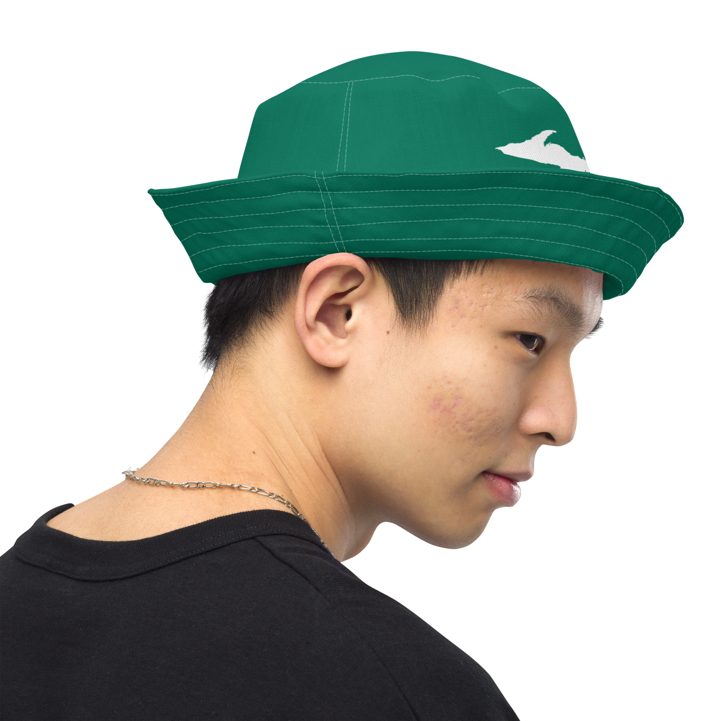 Michigan Upper Peninsula Bucket Hat (w/ UP Outline) | Reversible - Emerald Green