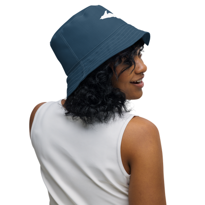 Michigan Upper Peninsula Bucket Hat (w/ UP Outline) | Reversible - '37 Caddie Blue