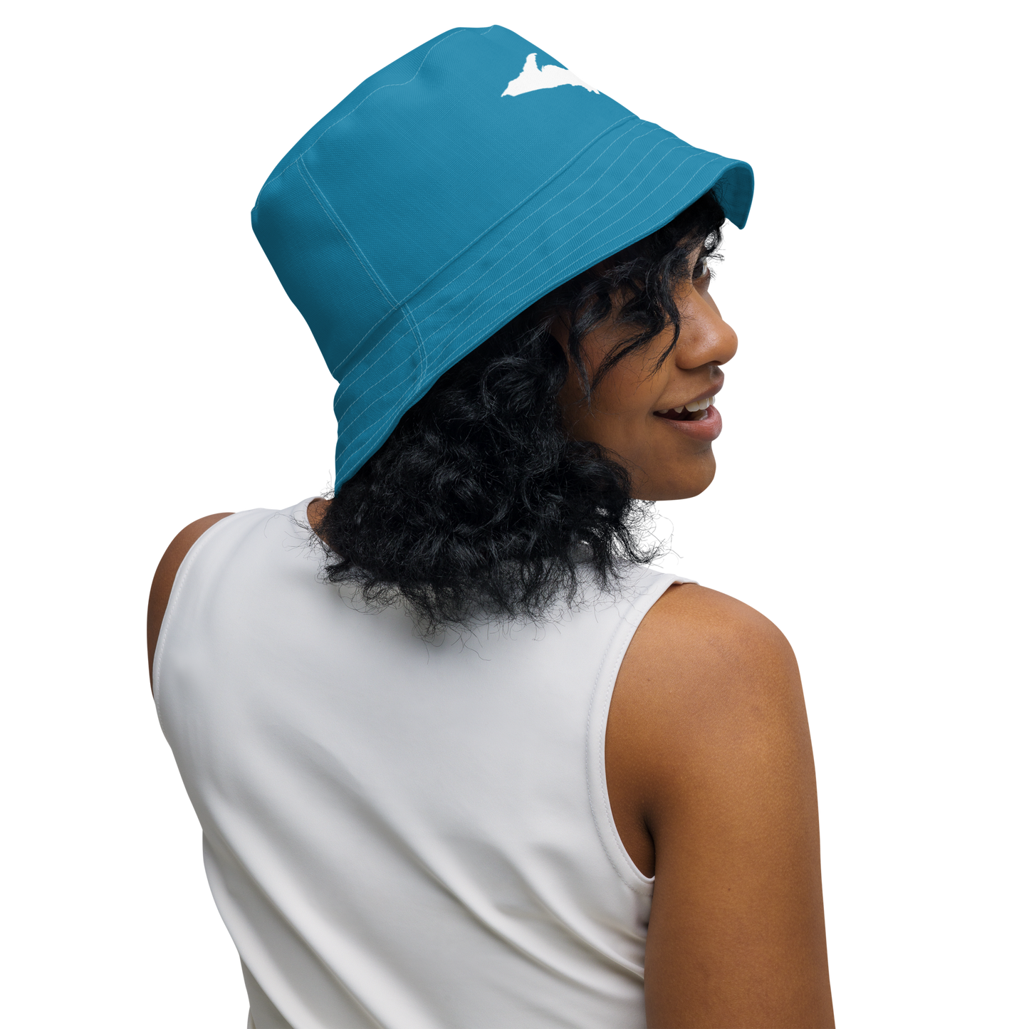 Michigan Upper Peninsula Bucket Hat (w/ UP Outline) | Reversible - Lake Blue