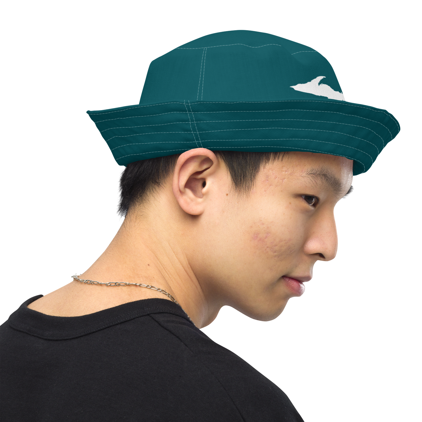 Michigan Upper Peninsula Bucket Hat (w/ UP Outline) | Reversible - Teal