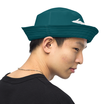 Michigan Upper Peninsula Bucket Hat (w/ UP Outline) | Reversible - Teal