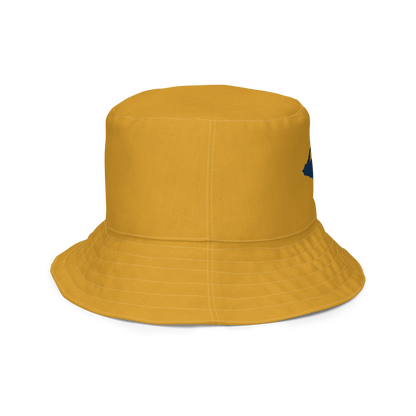 Michigan Upper Peninsula Bucket Hat (w/ Navy UP Outline) | Reversible - Gold