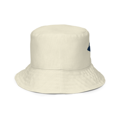 Michigan Upper Peninsula Bucket Hat (w/ Navy UP Outline) | Reversible - Ivory White