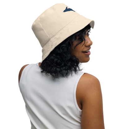 Michigan Upper Peninsula Bucket Hat (w/ Navy UP Outline) | Reversible - Champagne White