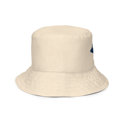 Michigan Upper Peninsula Bucket Hat (w/ Navy UP Outline) | Reversible - Champagne White