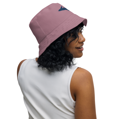 Michigan Upper Peninsula Bucket Hat (w/ Navy UP Outline) | Reversible - Cherry Blossom Pink