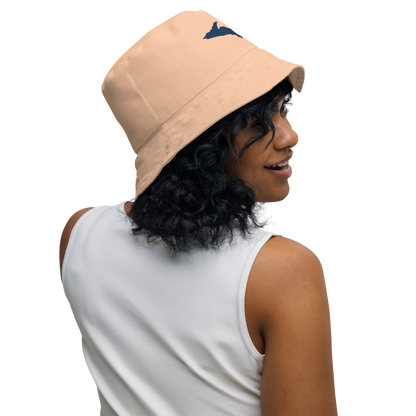 Michigan Upper Peninsula Bucket Hat (w/ Navy UP Outline) | Reversible - Peach Color