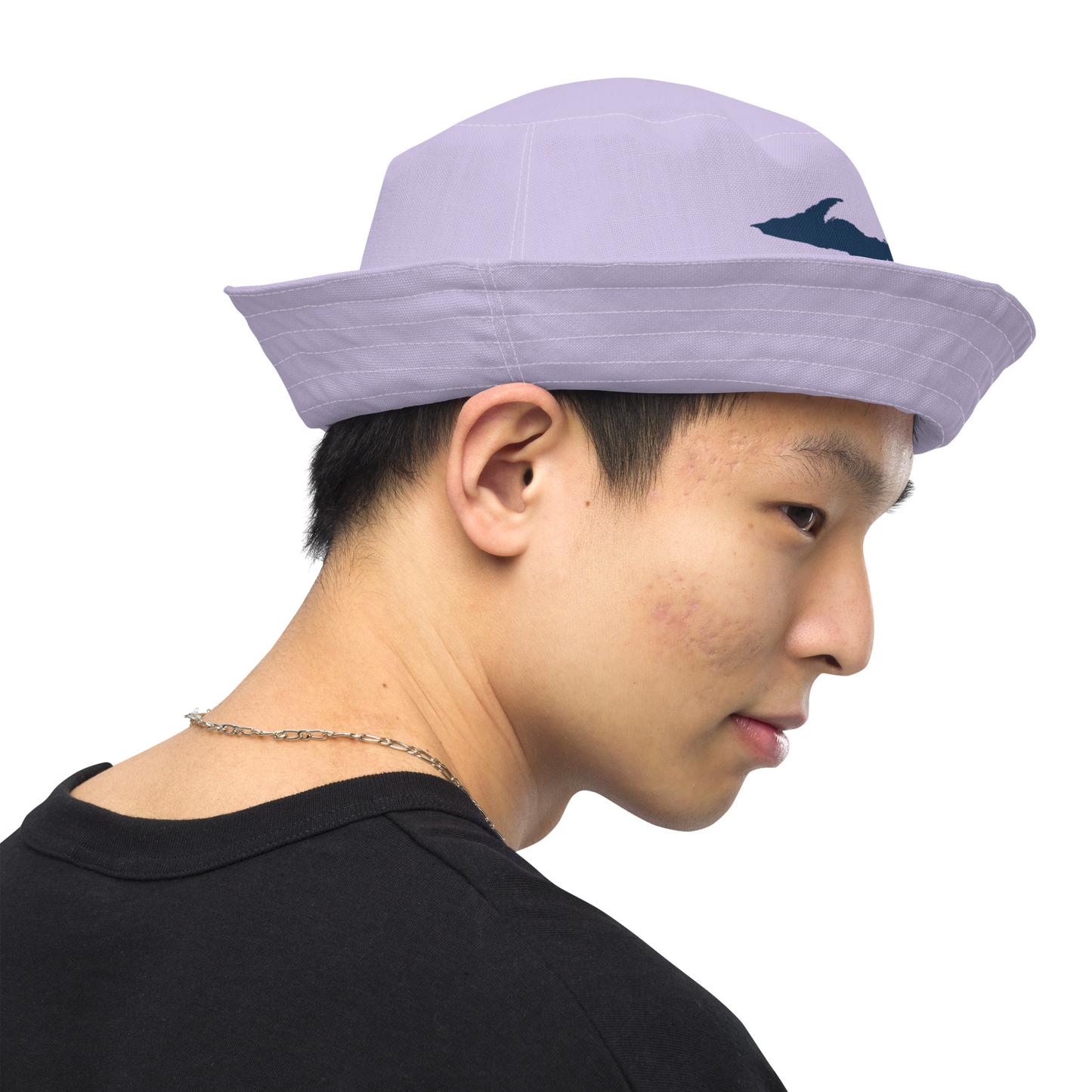 Michigan Upper Peninsula Bucket Hat (w/ Navy UP Outline) | Reversible - Lavender