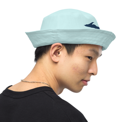 Michigan Upper Peninsula Bucket Hat (w/ Navy UP Outline) | Reversible - Cyan