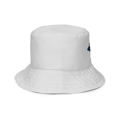 Michigan Upper Peninsula Bucket Hat (w/ Navy UP Outline) | Reversible - Birch Bark White