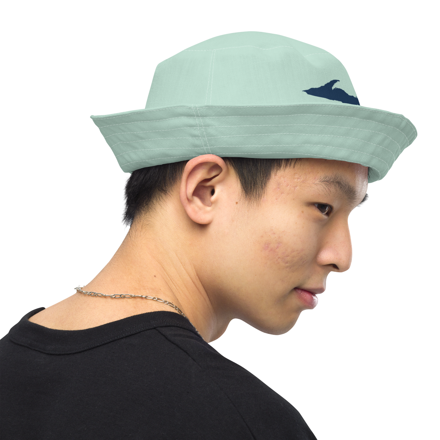 Michigan Upper Peninsula Bucket Hat (w/ Navy UP Outline) | Reversible - Sea Green