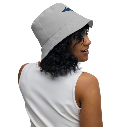 Michigan Upper Peninsula Bucket Hat (w/ Navy UP Outline) | Reversible - Silver