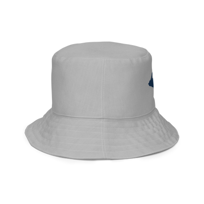 Michigan Upper Peninsula Bucket Hat (w/ Navy UP Outline) | Reversible - Silver