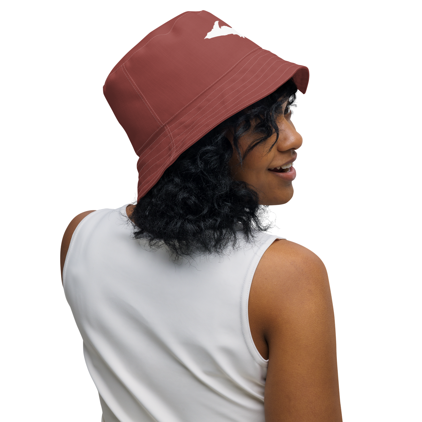 Michigan Upper Peninsula Bucket Hat (w/ UP Outline) | Reversible - Ore Dock Red