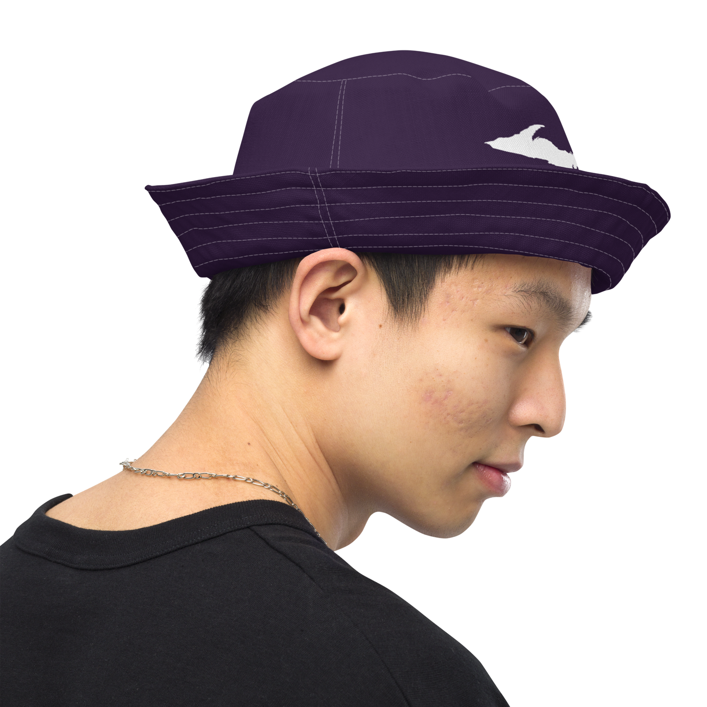 Michigan Upper Peninsula Bucket Hat (w/ UP Outline) | Reversible - Blackcurrant Color