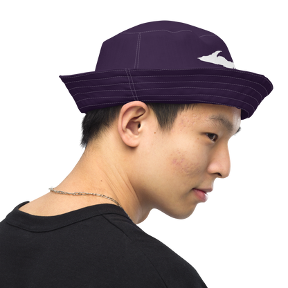 Michigan Upper Peninsula Bucket Hat (w/ UP Outline) | Reversible - Blackcurrant Color