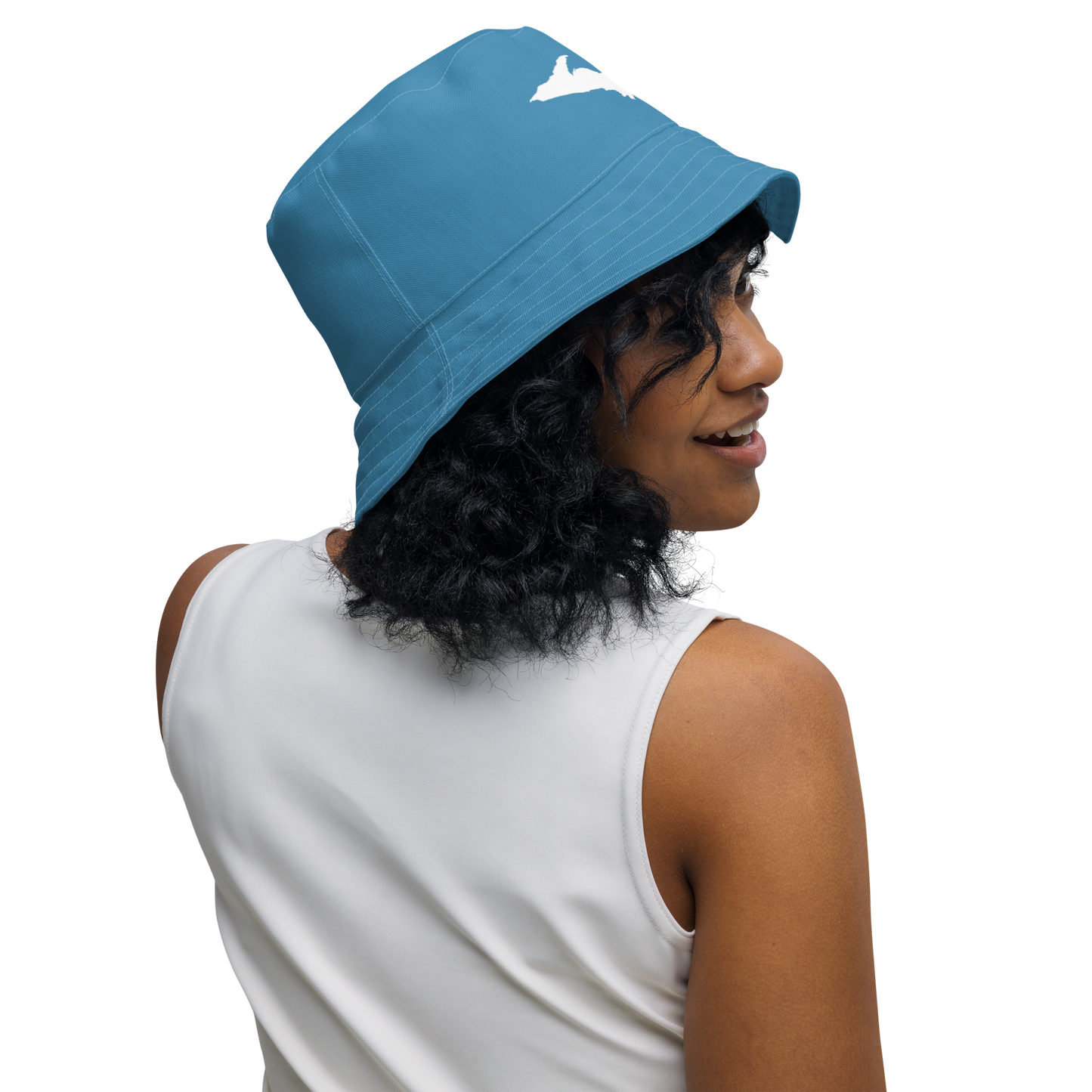 Michigan Upper Peninsula Bucket Hat (w/ UP Outline) | Reversible - Lake Michigan Blue