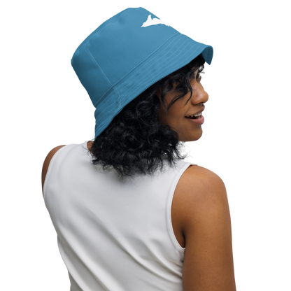 Michigan Upper Peninsula Bucket Hat (w/ UP Outline) | Reversible - Lake Michigan Blue