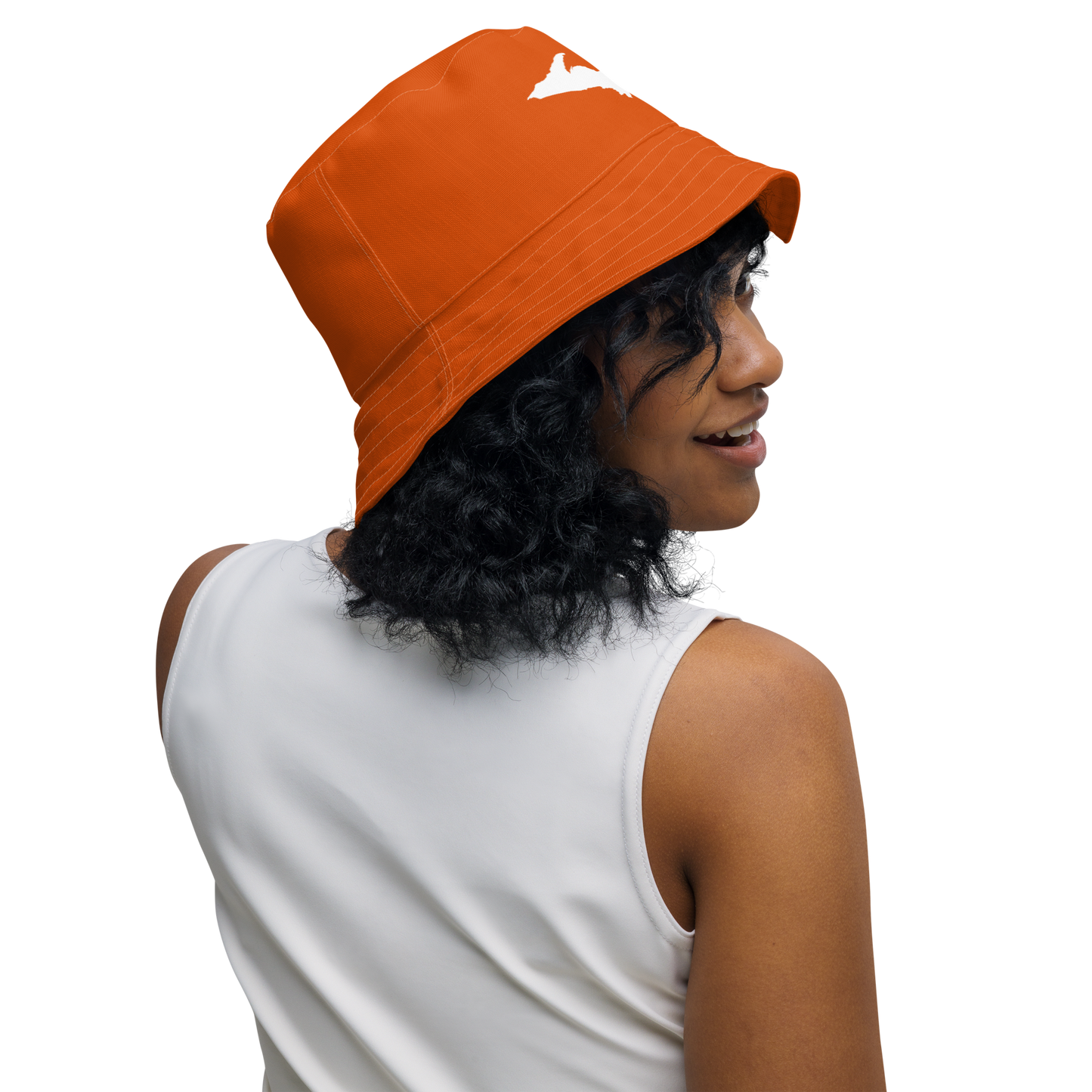 Michigan Upper Peninsula Bucket Hat (w/ UP Outline) | Reversible - Maple Leaf Orange