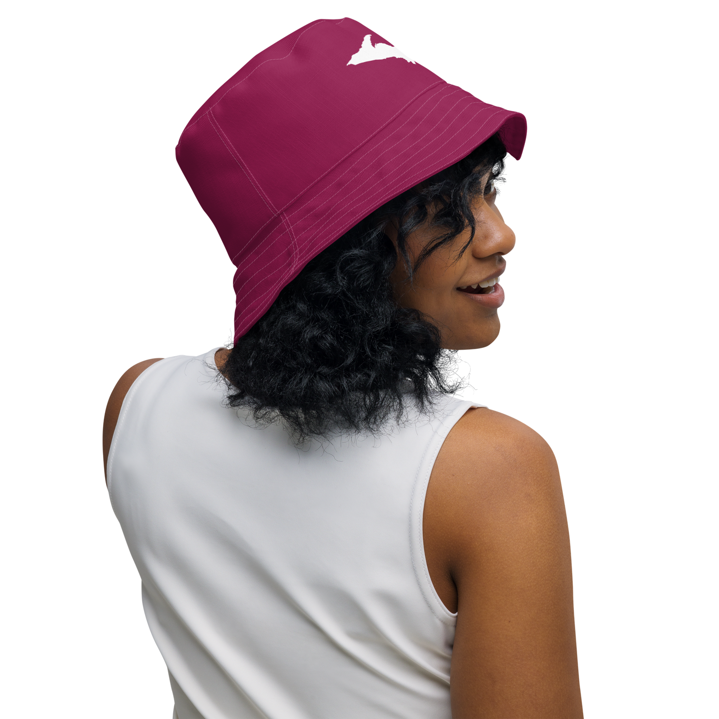 Michigan Upper Peninsula Bucket Hat (w/ UP Outline) | Reversible - Ruby Red