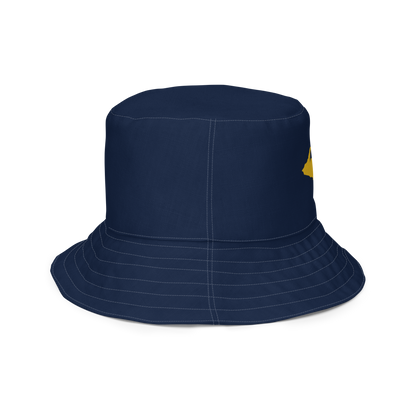 Michigan Upper Peninsula Bucket Hat (w/ Gold UP Outline) | Reversible - Navy