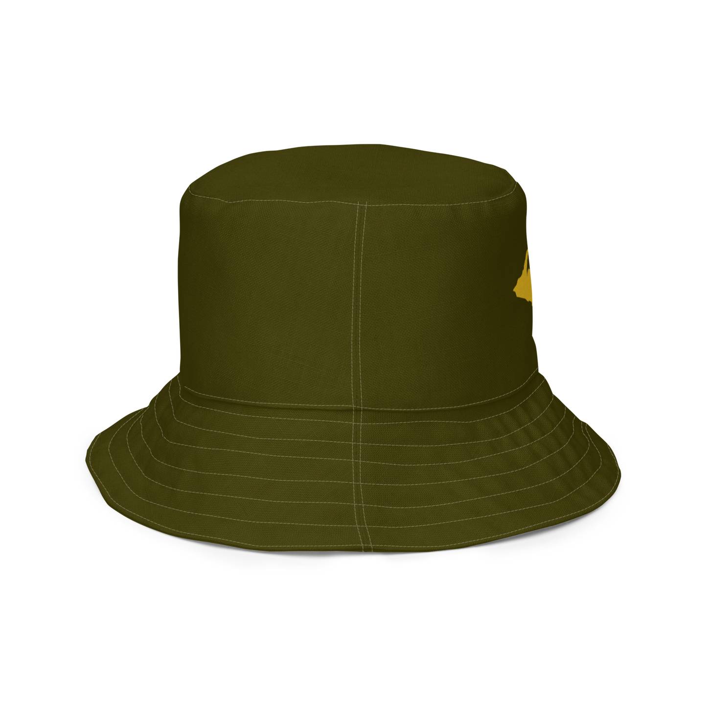 Michigan Upper Peninsula Bucket Hat (w/ Gold UP Outline) | Reversible - Military Green