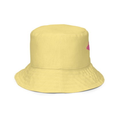 Michigan Upper Peninsula Bucket Hat (w/  Pink UP Outline) | Reversible - Cherry Yellow