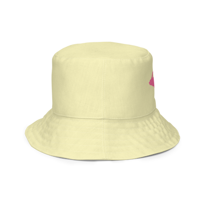 Michigan Upper Peninsula Bucket Hat (w/ Pink UP Outline) | Reversible - Canary Yellow