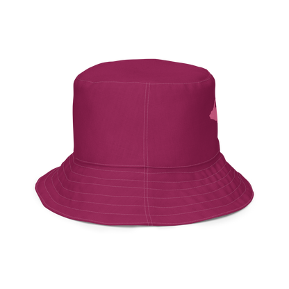 Michigan Upper Peninsula Bucket Hat (w/ Pink UP Outline) | Reversible - Ruby Red