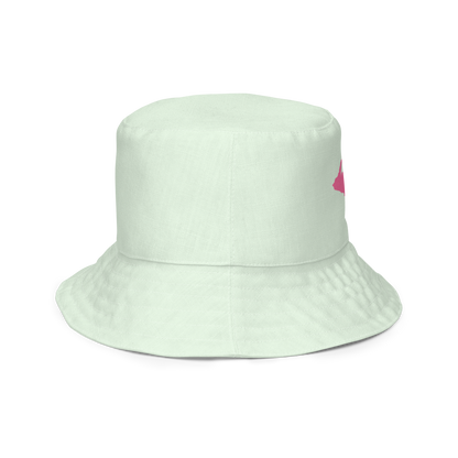 Michigan Upper Peninsula Bucket Hat (w/ Pink UP Outline) | Reversible - Dew Green