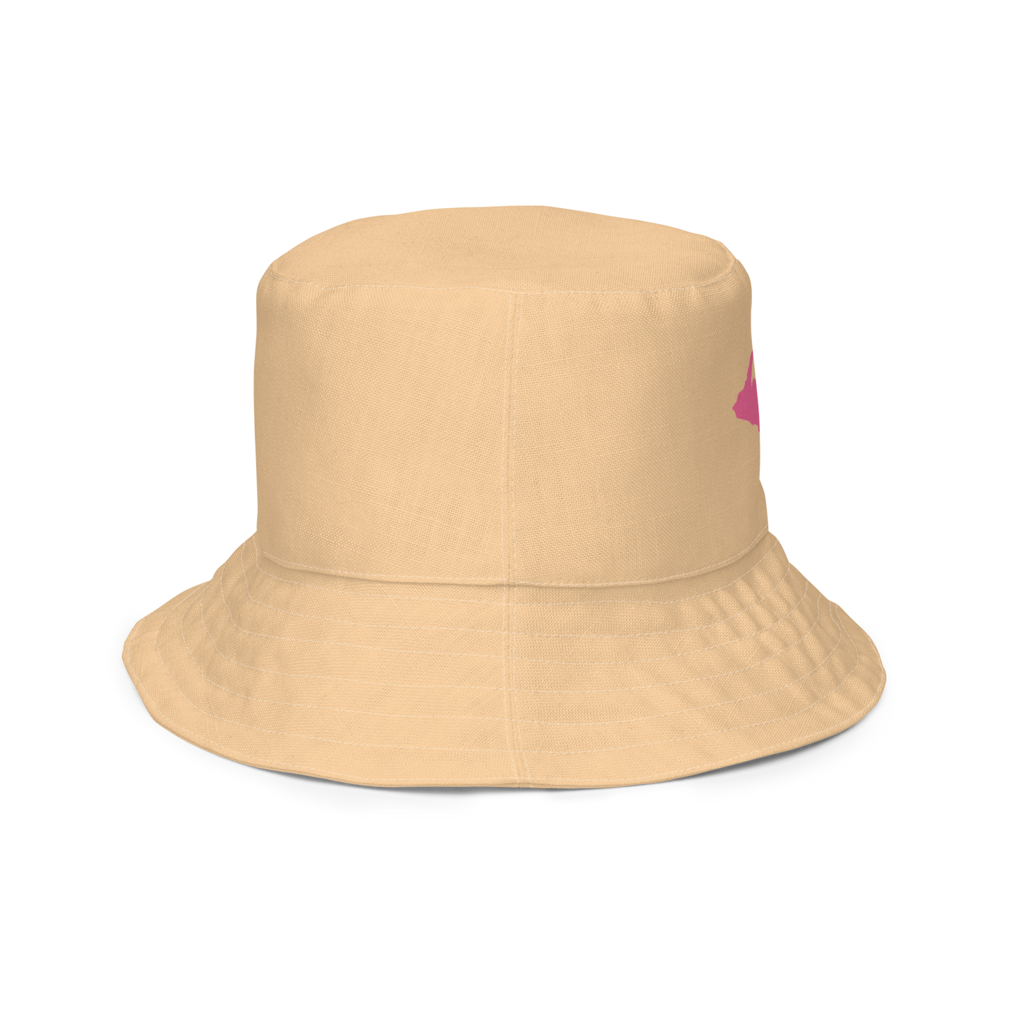 Michigan Upper Peninsula Bucket Hat (w/ Pink UP Outline) | Reversible - Pale Apricot