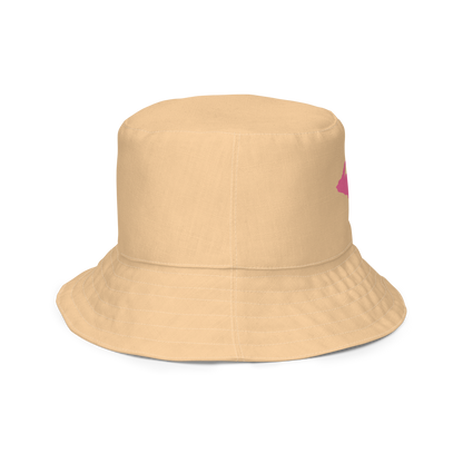 Michigan Upper Peninsula Bucket Hat (w/ Pink UP Outline) | Reversible - Pale Apricot