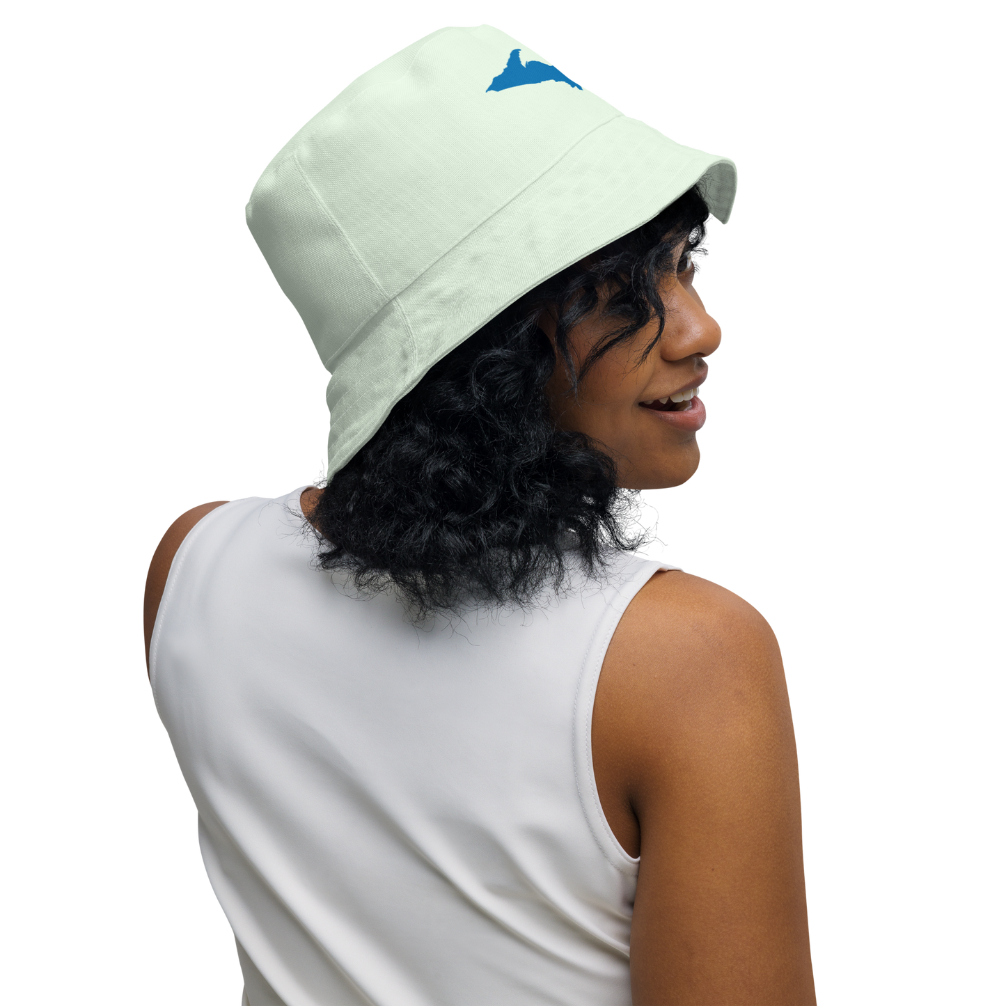 Michigan Upper Peninsula Bucket Hat (w/ Azure UP Outline) | Reversible - Dew Green