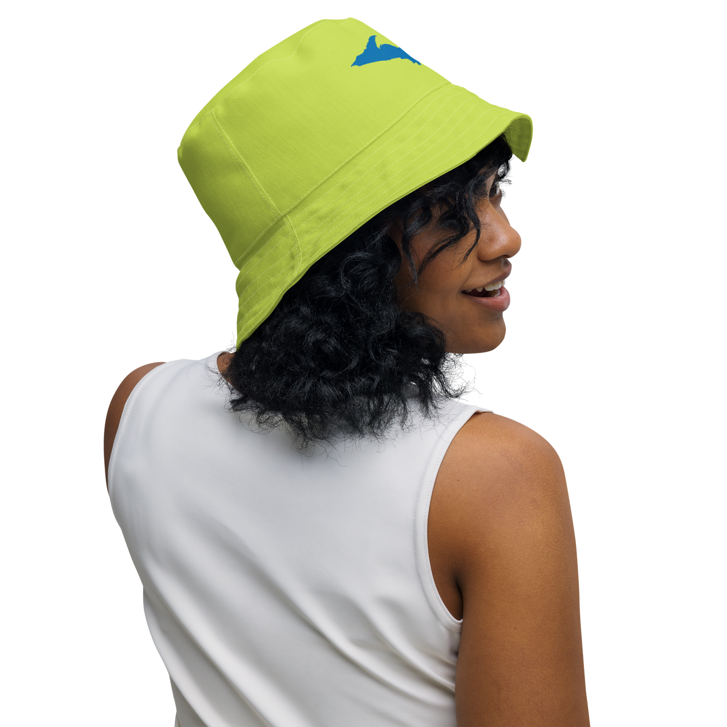 Michigan Upper Peninsula Bucket Hat (w/ Azure UP Outline) | Reversible - Gooseberry Green