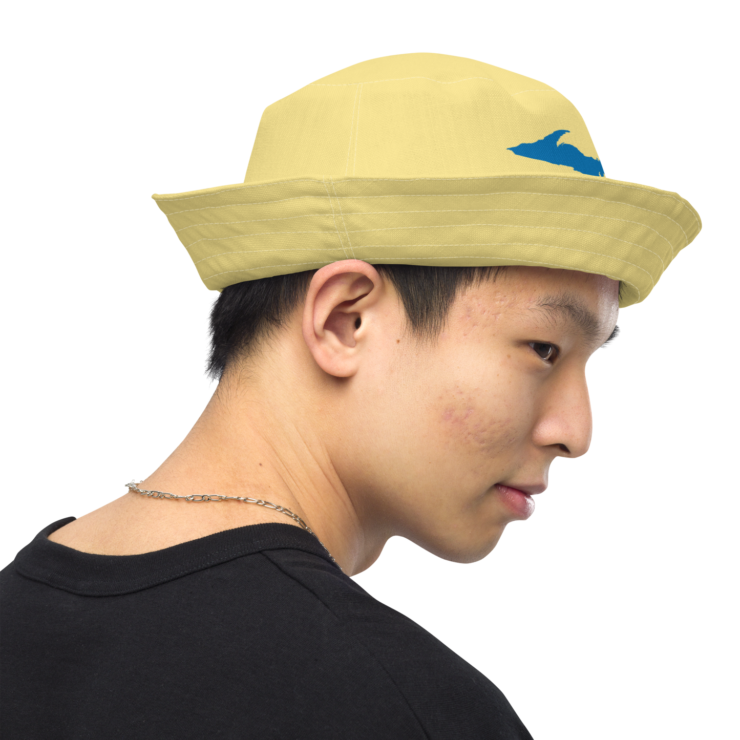 Michigan Upper Peninsula Bucket Hat (w/ Azure UP Outline) | Reversible - Cherry Yellow