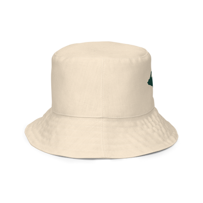 Michigan Upper Peninsula Bucket Hat (w/ Green UP Outline) | Reversible - Champagne White