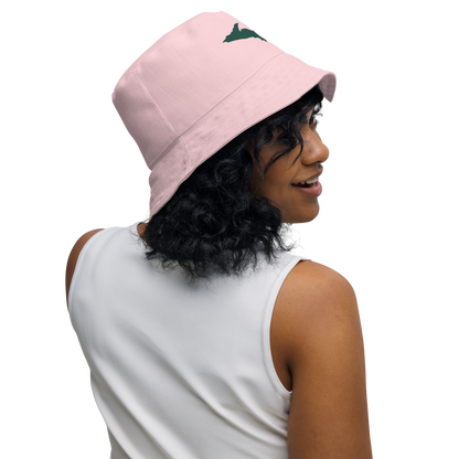 Michigan Upper Peninsula Bucket Hat (w/ Green UP Outline) | Reversible - Pale Pink