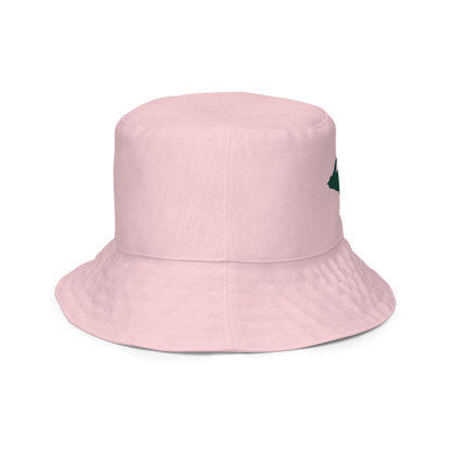 Michigan Upper Peninsula Bucket Hat (w/ Green UP Outline) | Reversible - Pale Pink