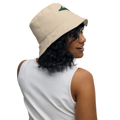 Michigan Upper Peninsula Bucket Hat (w/ Green UP Outline) | Reversible - Canvas Color